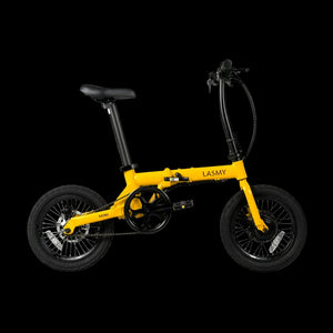 A red and black Lasmy Mini lightweight folding electric bike displayed against a white background.