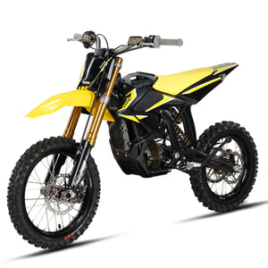 Yellow and black dirt bike on a white background