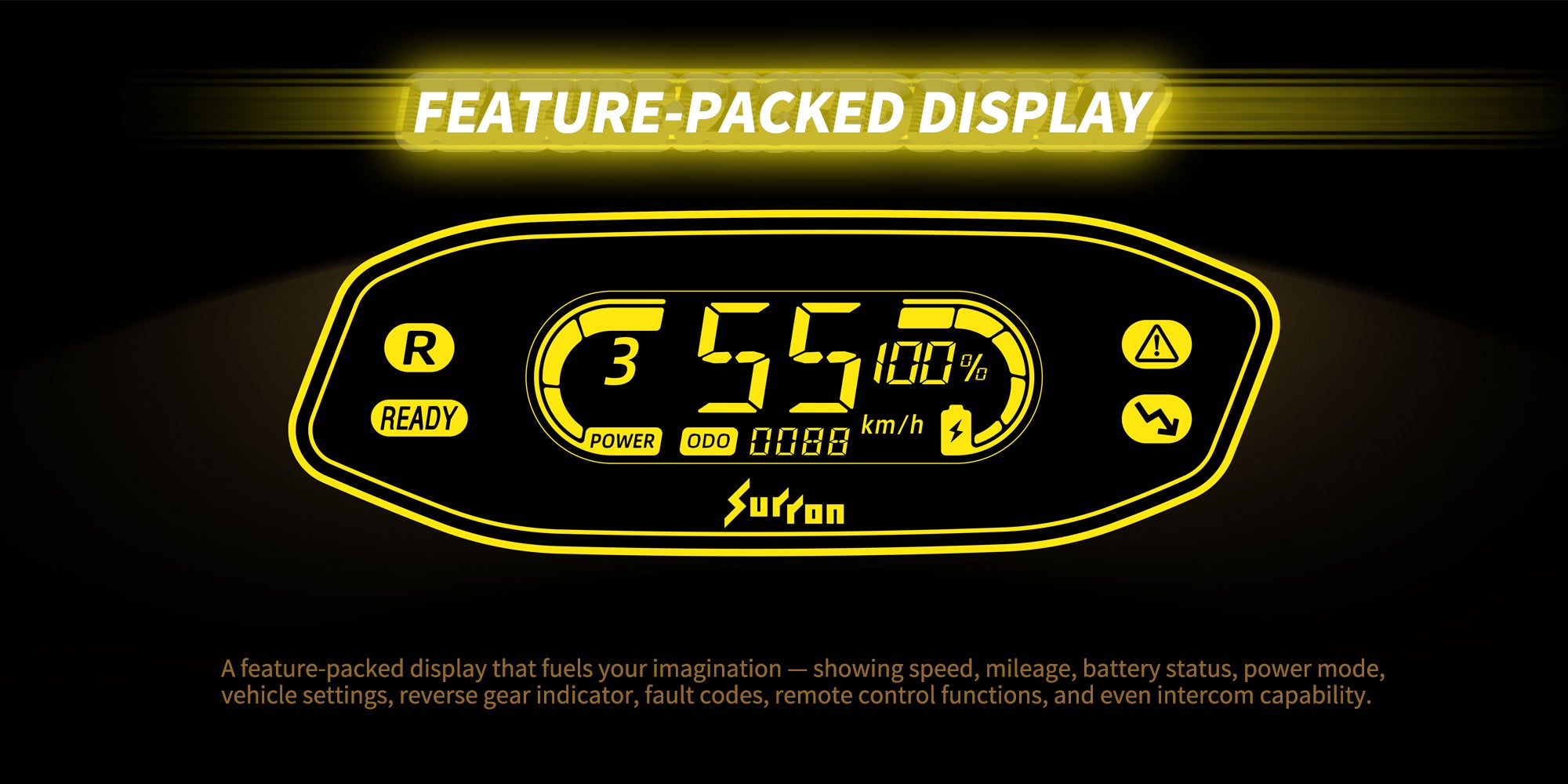 hyperbee Digital display with yellow text and icons on a black background, featuring the brand 'Suffram'.