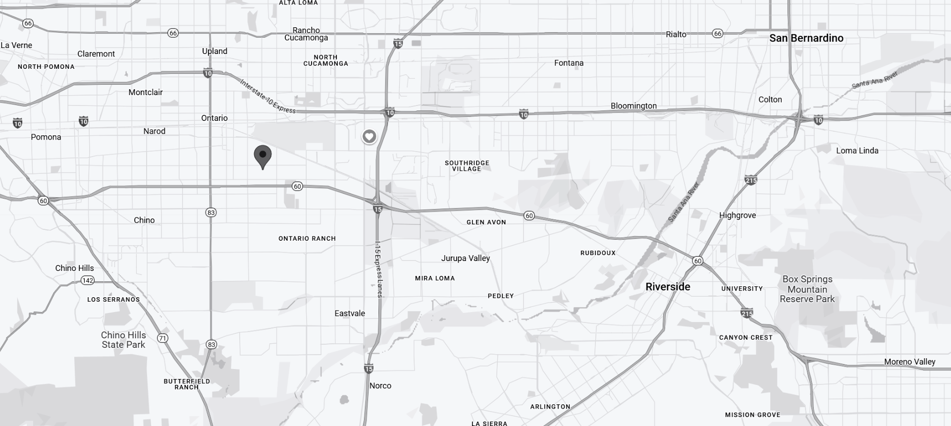 go4e ebike Map of a region with roads and cities labeled, featuring a black pin marker.