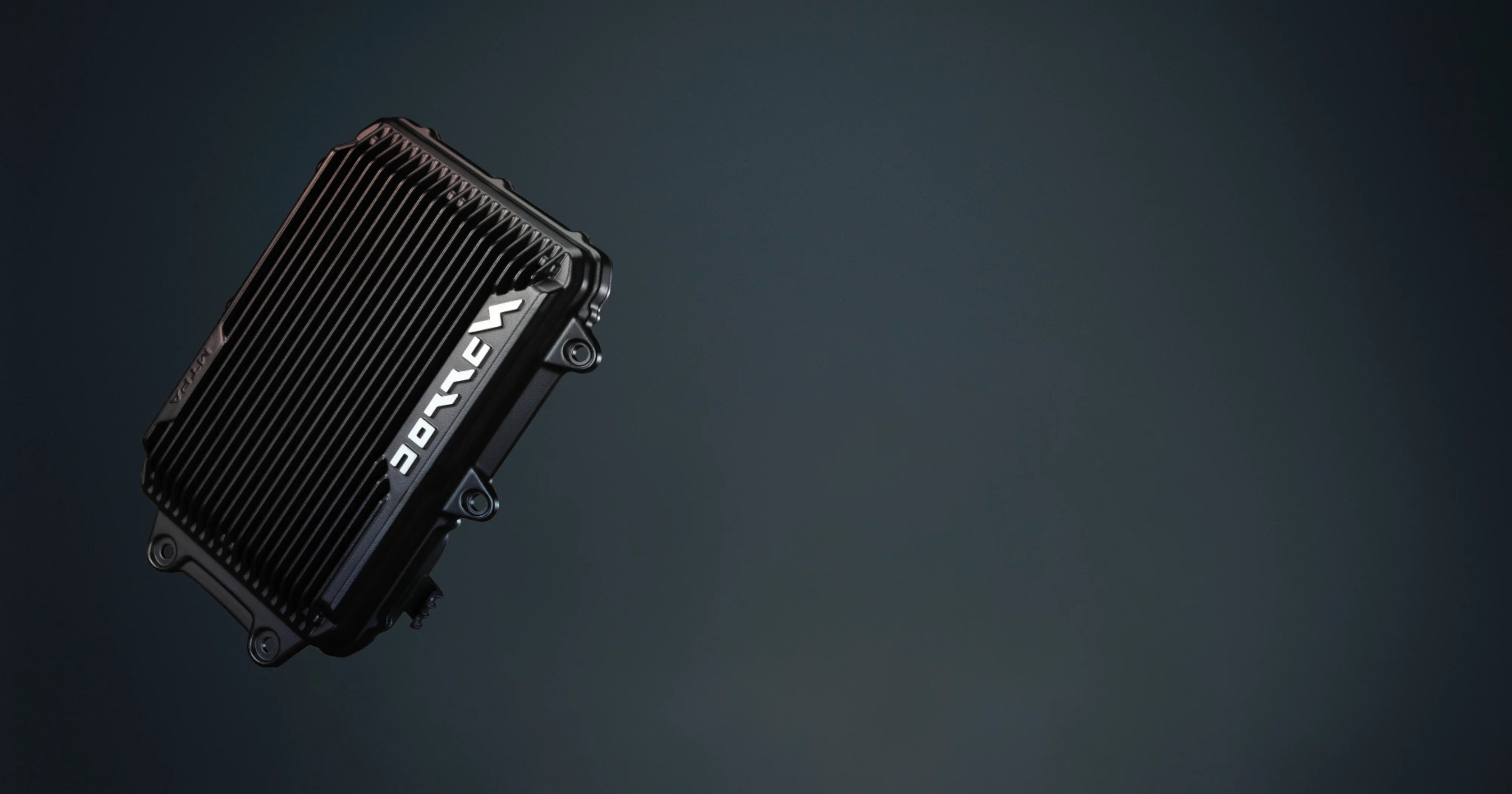 Black radiator on a dark background