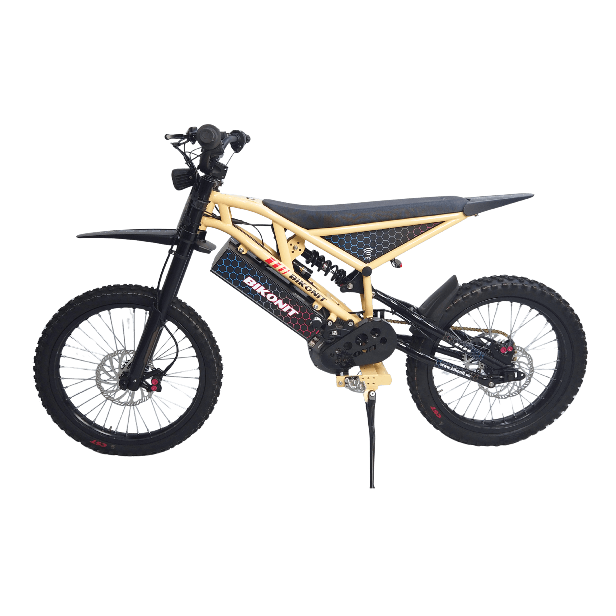 Black and yellow dirt bike on a transparent background