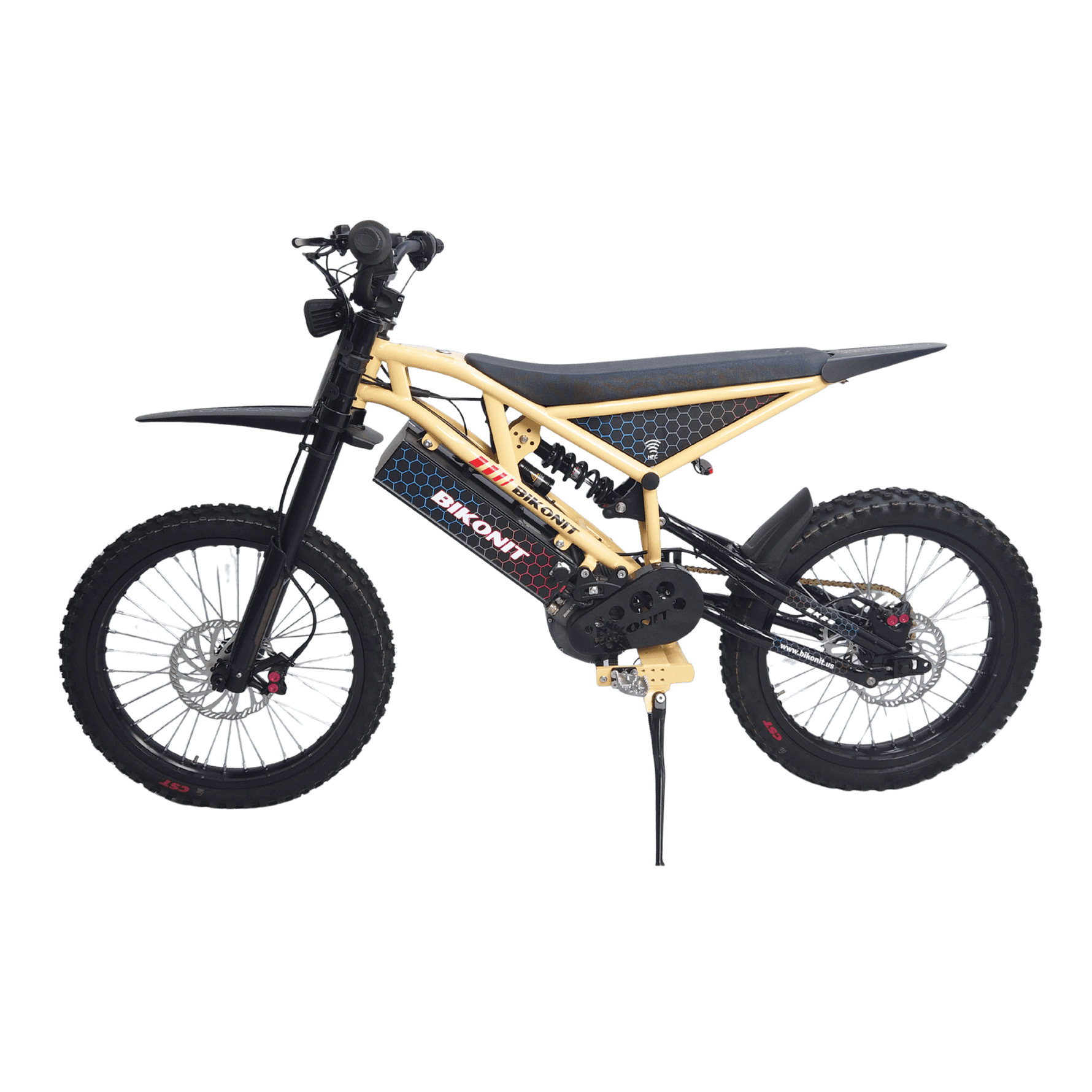 Black and yellow dirt bike on a transparent background