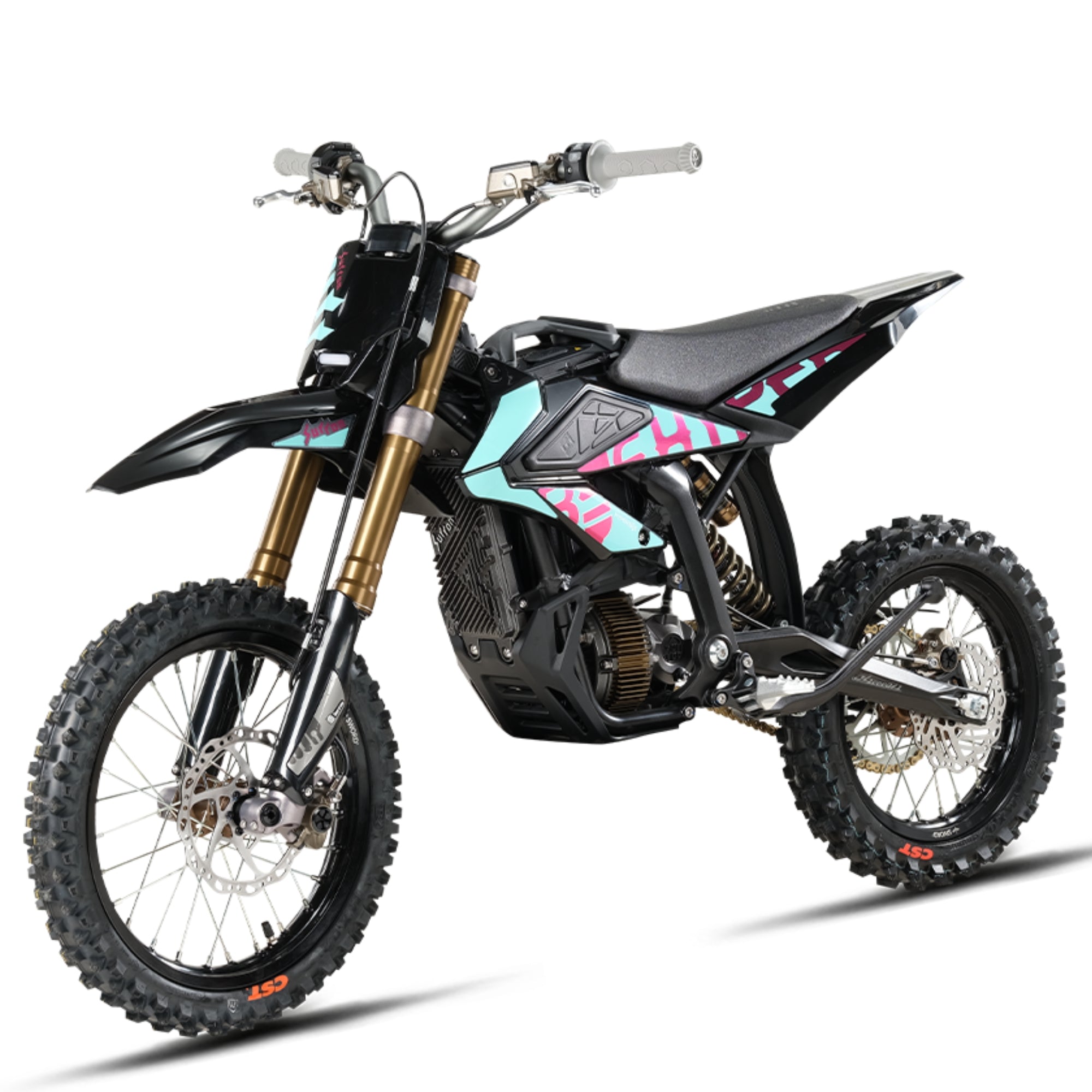 surron hyperbee Children's dirt bike with colorful design on a white background