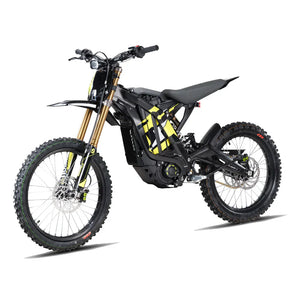 surron 2025 lightbee x  Black and yellow electric bike on a white background