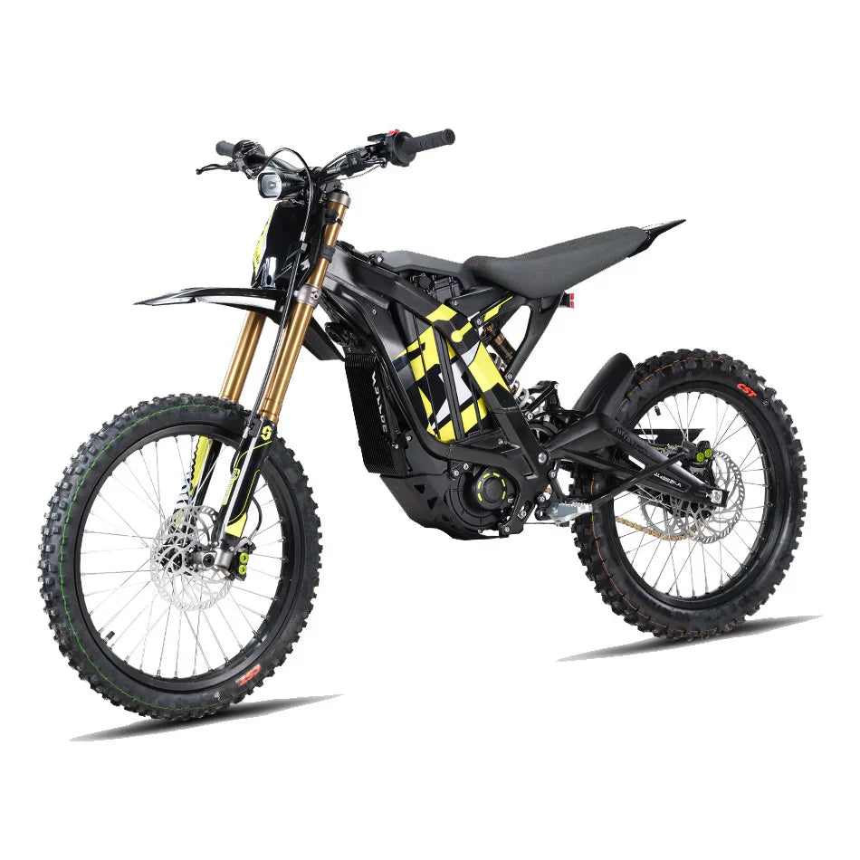 surron 2025 lightbee x  Black and yellow electric bike on a white background