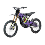 Purple electric bike with black and green accents on a white background