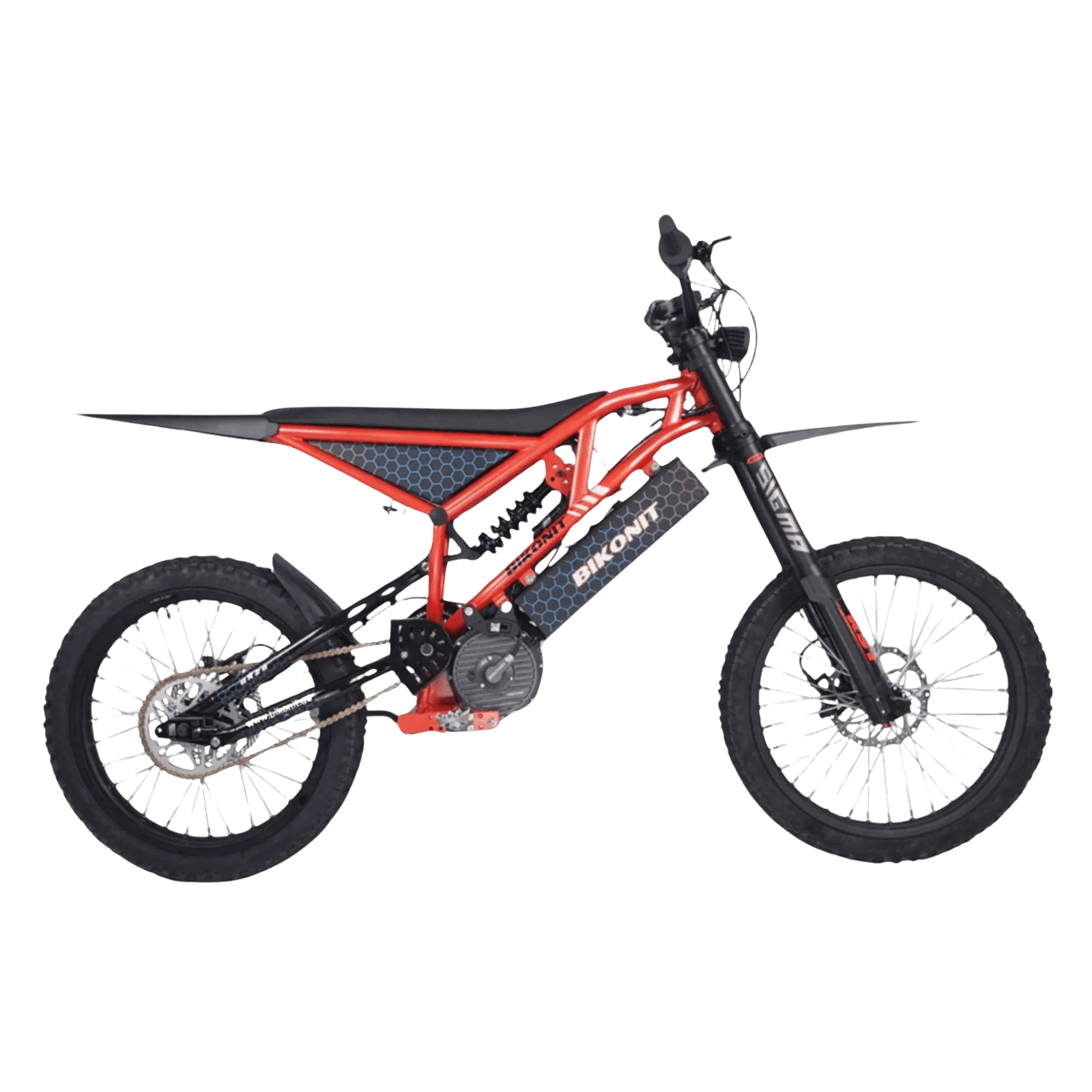 Red and black electric bike on a transparent background