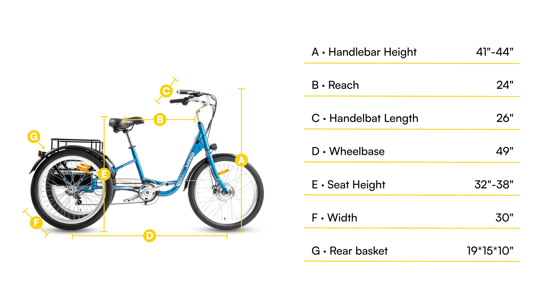 milg electric bicycle HERA MG708 300lbs Load Urban Electric Tricycle