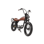 Motorized vintage eike with brown seat on a transparent background