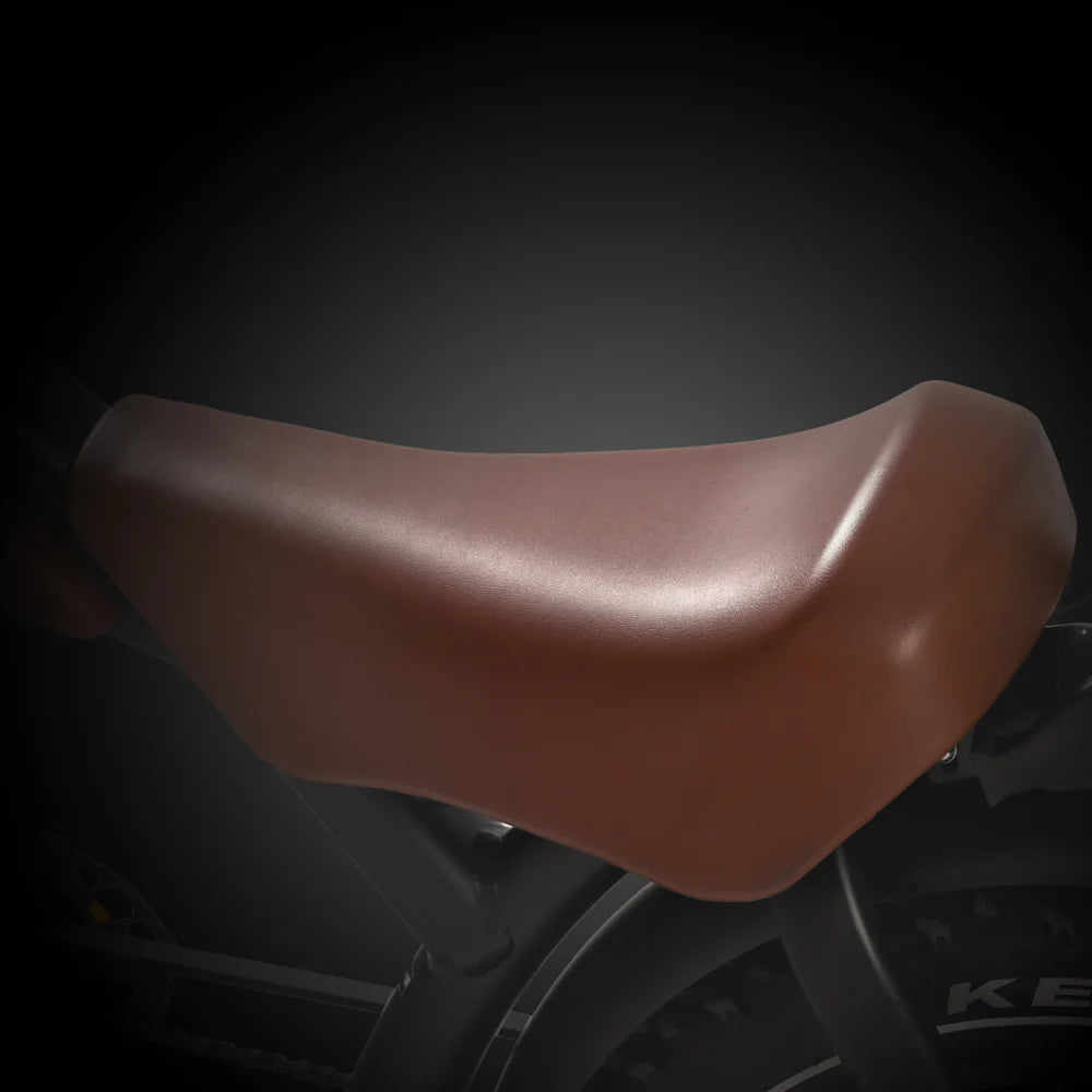 Brown motorcycle seat on a dark background